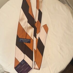 Givenchy Diagonal Striped Tie in Orange and Brown